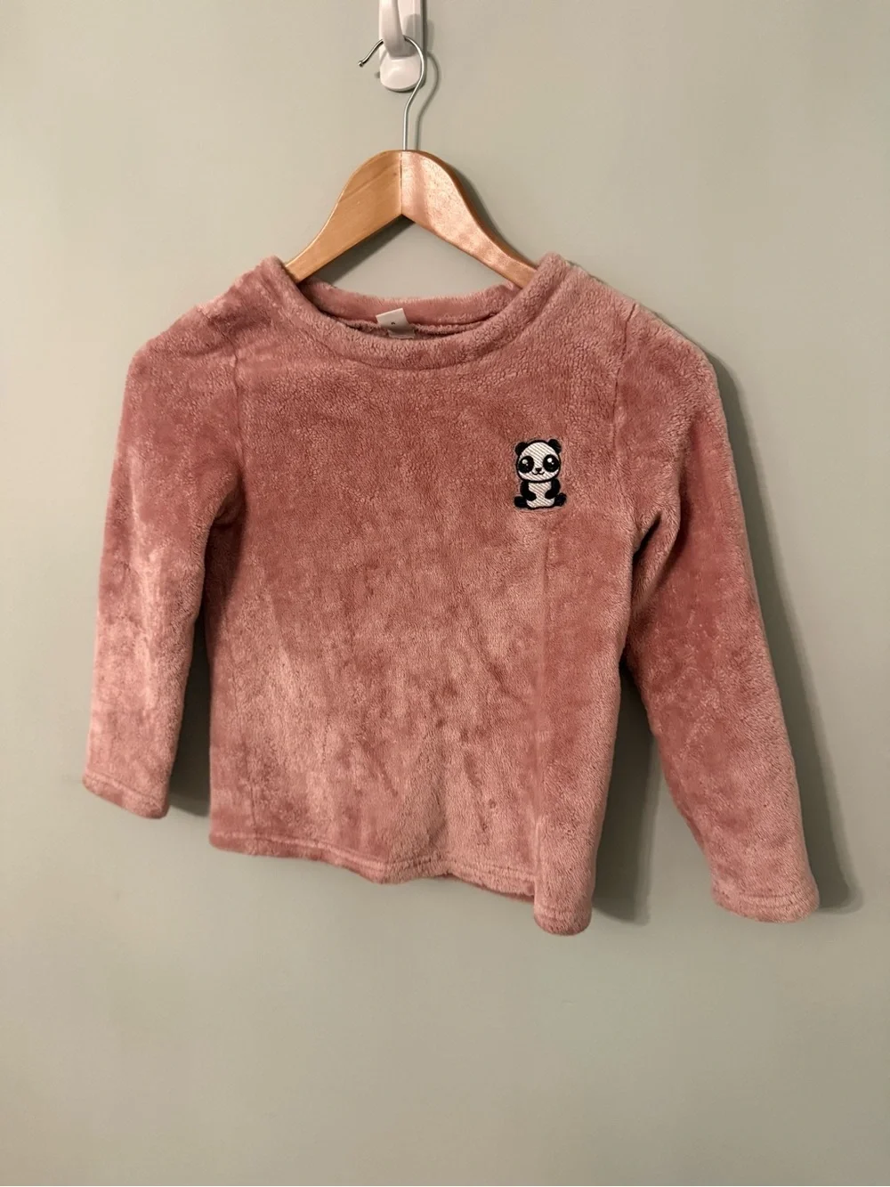 Girls Plush Pajama Set - Dusty Rose with Panda - Size 9